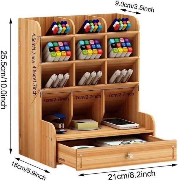 Creative Wooden Pen Holder and Desk Organizer for Office Storage - Image 4